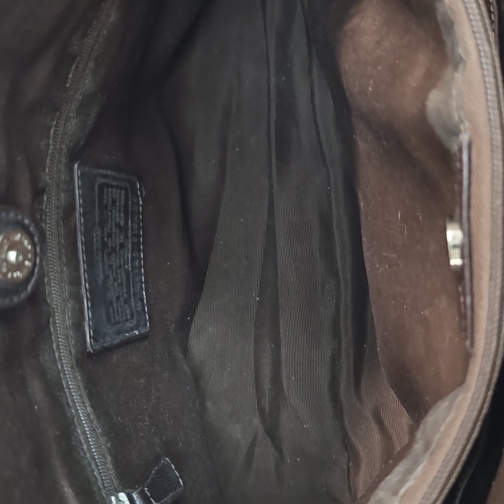 Coach Tan and Black Signature Leather Hand Bag - Picture 8 of 16